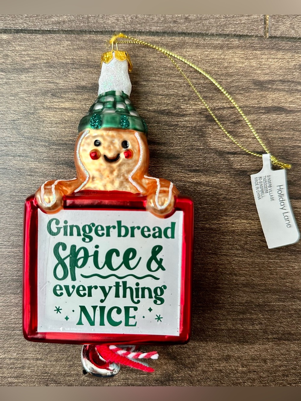 Macy’s Holiday Lane Glass Gingerbread Spice & Everything Nice Christmas Ornament